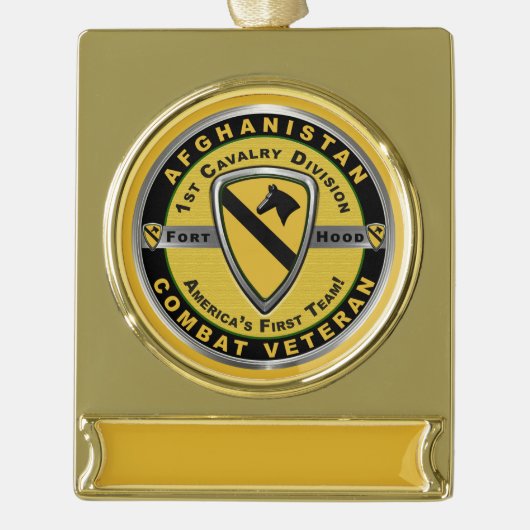 1e Cavalry divisie Afghanistan Veteraan Verguld Banner Ornament (Voorkant)