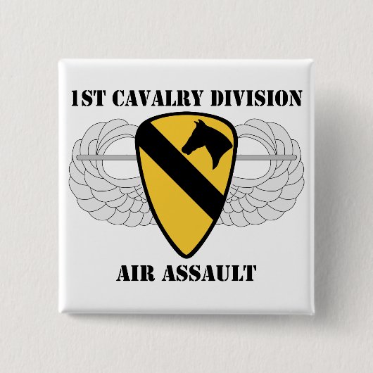 1e Cavalry Division Air Assault - met tekst Vierkante Button 5,1 Cm (Voorkant)