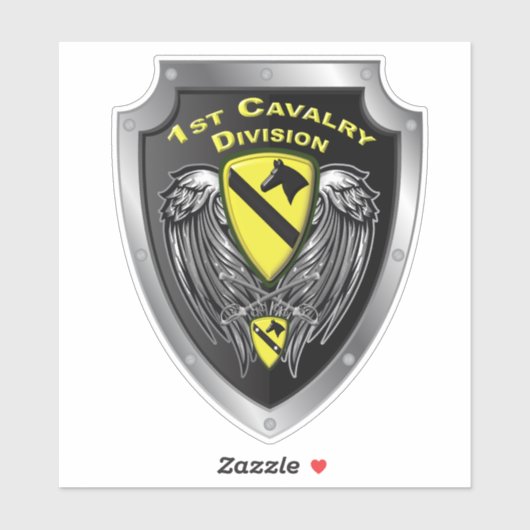 1e Cavalry Division "First Team" Sticker (Vel)