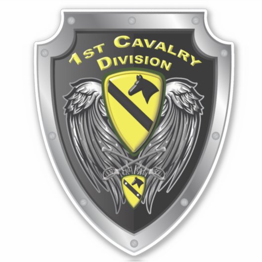 1e Cavalry Division "First Team" Sticker (Voorkant)