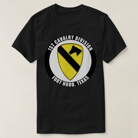 1e Cavalry Division Fort Hood Texas Emblem Vetera T-shirt (Design voorkant)