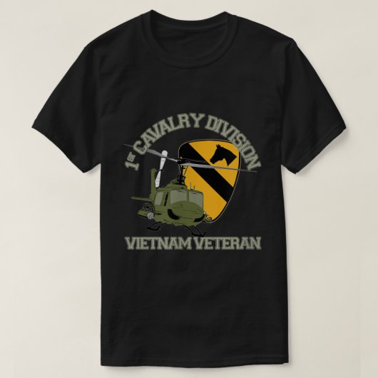 1e Cavalry Division Vietnam Veteran UH1 Gunship V T-shirt (Design voorkant)