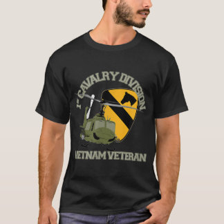 1e Cavalry Division Vietnam Veteran UH1 Gunship V T-shirt