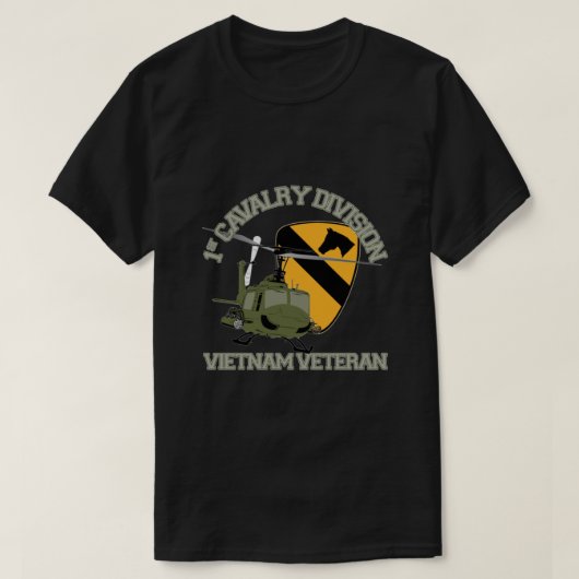 1e Cavalry Division Vietnam Veteran UH1 Gunship V T-shirt (Design voorkant)