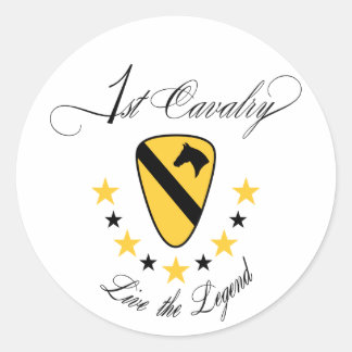 1e Cavalry, leef de Legend Gold Ronde Sticker