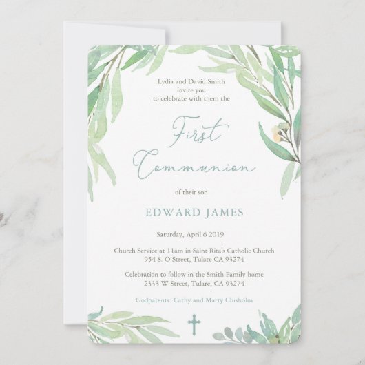 1e Communauteit voor Jongen met Groene Lente Blade Kaart (Voorkant)