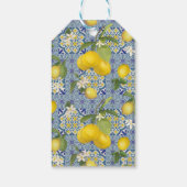 1e Commune Lemon Floral Citrus Foliage Blue Cadeaulabel (Achterkant)
