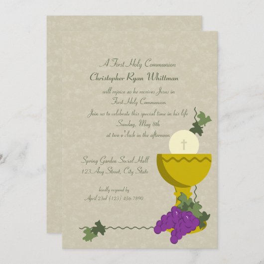 1e Communie Kelk Kaart (Voorkant / Achterkant)