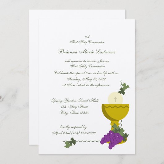 1e Communie Kelk Kaart (Voorkant / Achterkant)