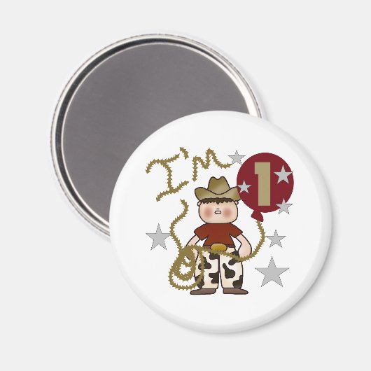 1e Cowboy Verjaardag Magneet (Voorkant / Achterkant)