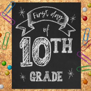 1e dag 10e klas, eerste schooldag, tweedejaars foto afdruk