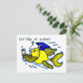 1e dag op School grappige leuke cartoon wenskaart Briefkaart (Staand voorkant)