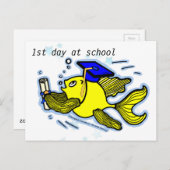 1e dag op School grappige leuke cartoon wenskaart Briefkaart (Voorkant / Achterkant)