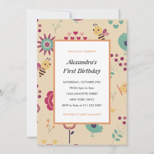 1e dag uitnodigingen Pink Bumblebee (Voorkant)