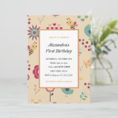 1e dag uitnodigingen Pink Bumblebee (Staand voorkant)