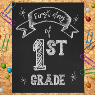 1e Dag van 1e klas, Eerste dag Terug naar School Foto Afdruk