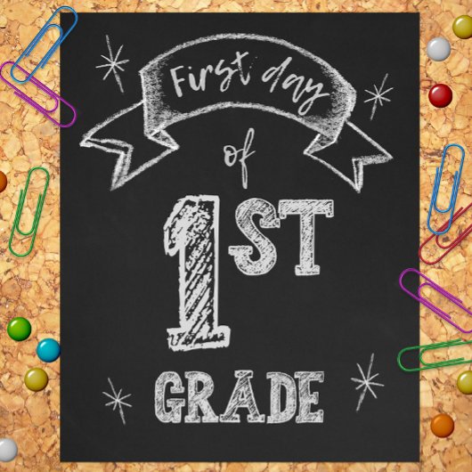 1e Dag van 1e klas, Eerste dag Terug naar School Foto Afdruk