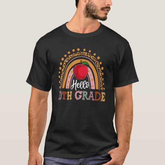 1e dag van de 10e klas terug school luipaard leraa t-shirt (Voorkant)