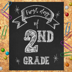 1e dag van de 2e klas, eerste dag terug naar schoo foto afdruk