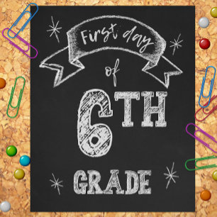 1e dag van de 6e klas, eerste dag terug naar schoo foto afdruk