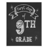 1e Dag van de 9e klas, eerste dag van de school ee Foto Afdruk (Voorkant)