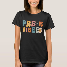 1e dag van de school Pre-K Vibes student Docent ki T-shirt