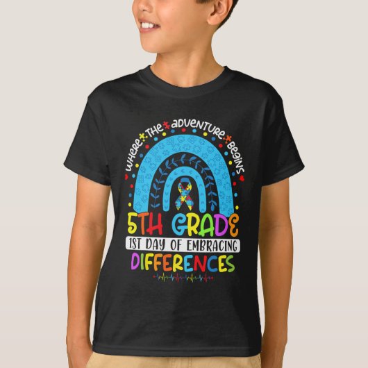 1e dag van het omarmen van verschillen 5e graad au t-shirt (Voorkant)
