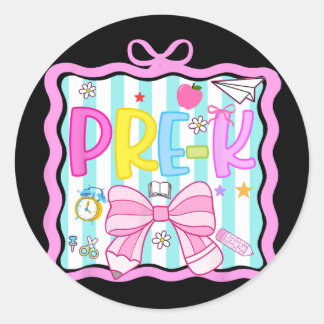 1e dag van pre-kleuterschool preppy ck naar school ronde sticker