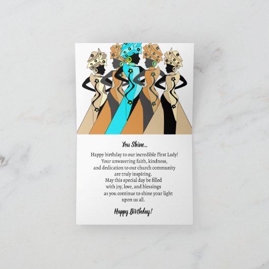 1e Dame Afro-Amerikaanse Verjaardag Kaart (Binnen)