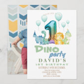 1e Dino verjaardagsfeestje Kaart (Voorkant / Achterkant)