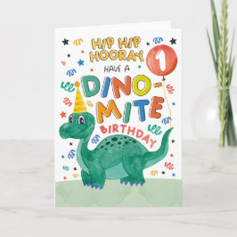1e Dinosaurus Verjaardag Kaart | afdrukbare dinosa