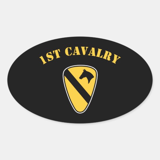 1e divisie Cavalry Ovale Sticker (Voorkant)