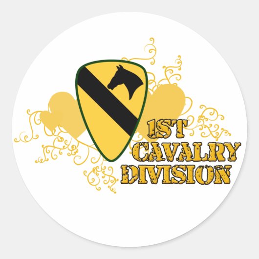 1e divisie Cavalry Ronde Sticker (Voorkant)