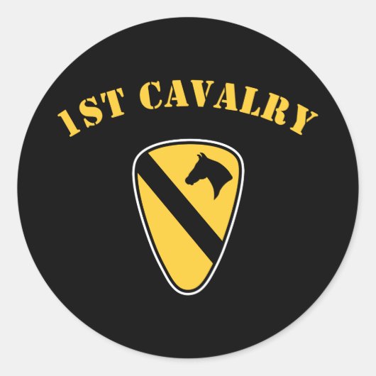 1e divisie Cavalry Ronde Sticker (Voorkant)