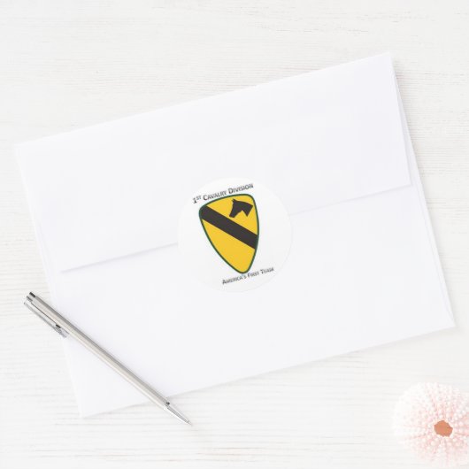 1e divisie Cavalry Ronde Sticker (Envelop)