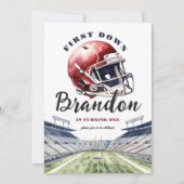 1e down Een jaar oud Football Verjaardag Kaart (Voorkant)