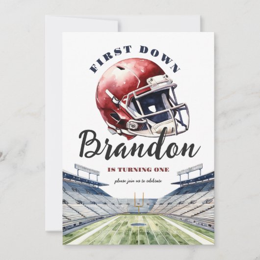 1e down Een jaar oud Football Verjaardag Kaart (Voorkant)