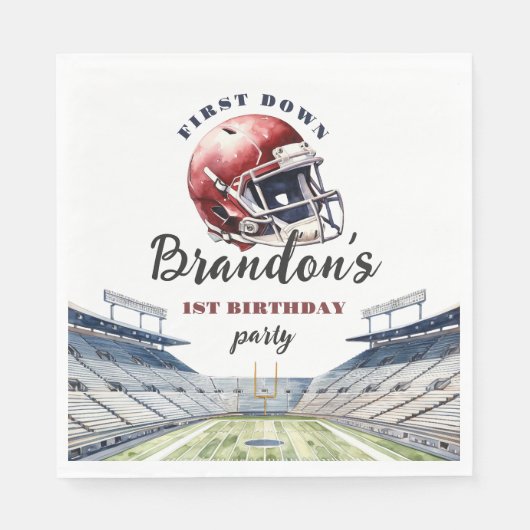 1e down Een jaar oud Football Verjaardag Servet (Voorkant)