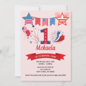 1e eerste geboortecyleermeisje 4 juli Vierde juli Kaart (Voorkant)