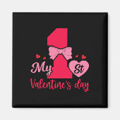 1e Eerste Valentijnsdag Hart Chocolade Verliefd Ro Magneet (Voorkant)