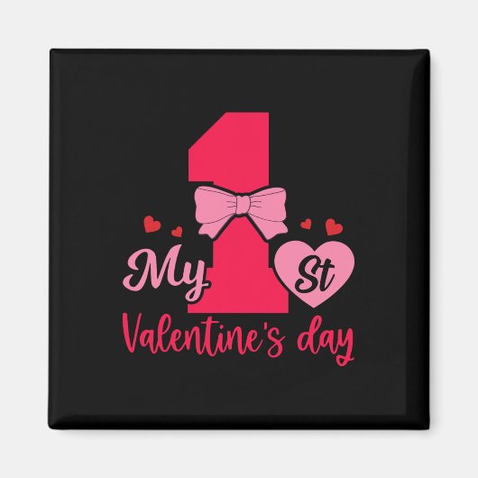 1e Eerste Valentijnsdag Hart Chocolade Verliefd Ro Magneet (Voorkant)