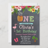 1e Eerste Verjaardag Aloha Luau Tropische uitnodig Kaart (Voorkant)