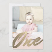 1e eerste verjaardag Blush Pink Gold Girls Foto Kaart (Voorkant)