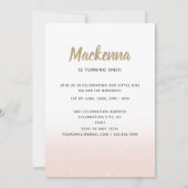 1e eerste verjaardag Blush Pink Gold Girls Foto Kaart (Achterkant)