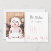 1e eerste verjaardag Blush Pink Simple Girls Foto Kaart (Voorkant)