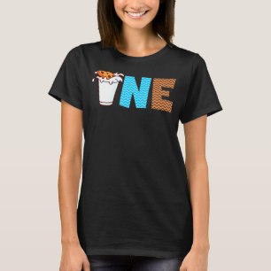 1e Eerste Verjaardag Melk en Koekjes Themafeest Op T-shirt