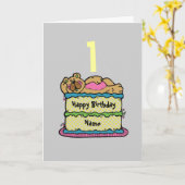 1e Eerste verjaardag van de teddybeer op maat Kaart (Gele Bloem)