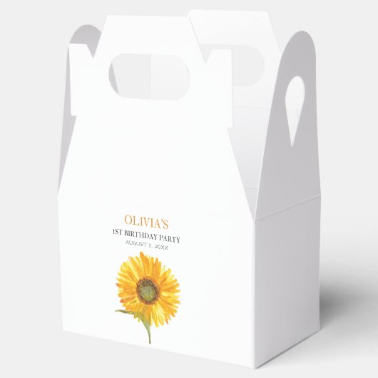 1e Eerste Verjaardagsfeest Zonnebloem Baby Meisje Bedankdoosjes (Geopend)