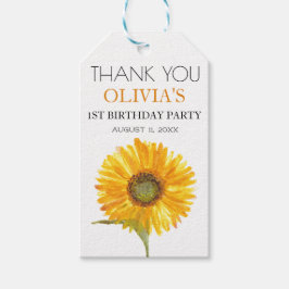 1e Eerste Verjaardagsfeest Zonnebloem Baby Meisje Cadeaulabel