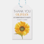 1e Eerste Verjaardagsfeest Zonnebloem Baby Meisje Cadeaulabel (Achterkant)
